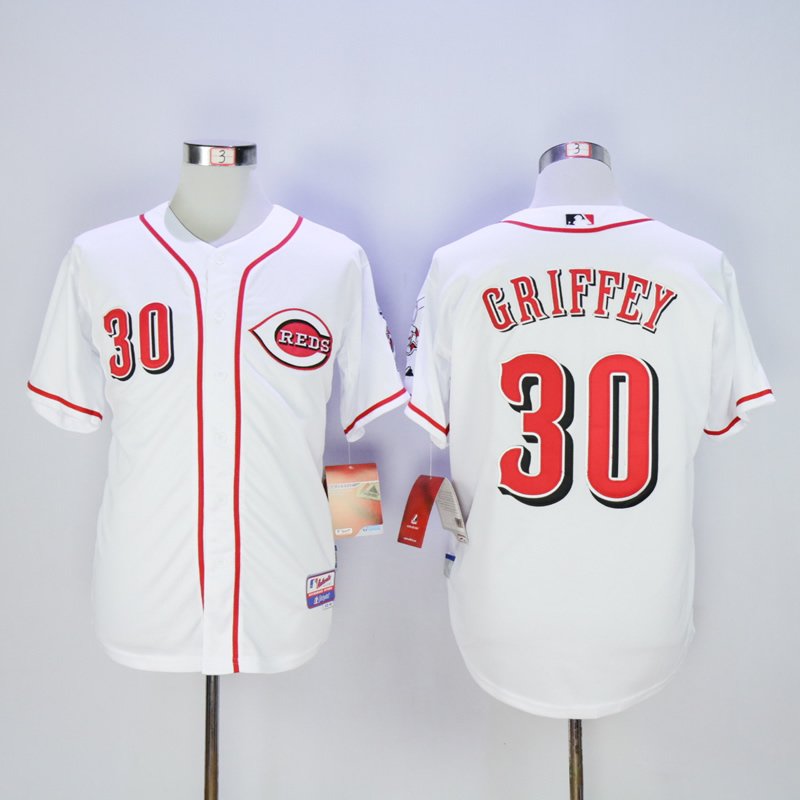 Men MLB Cincinnati Reds #30 Griffey white jerseys->->MLB Jersey